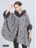 Soft Leopard Print Cape W/ Fur Detailing